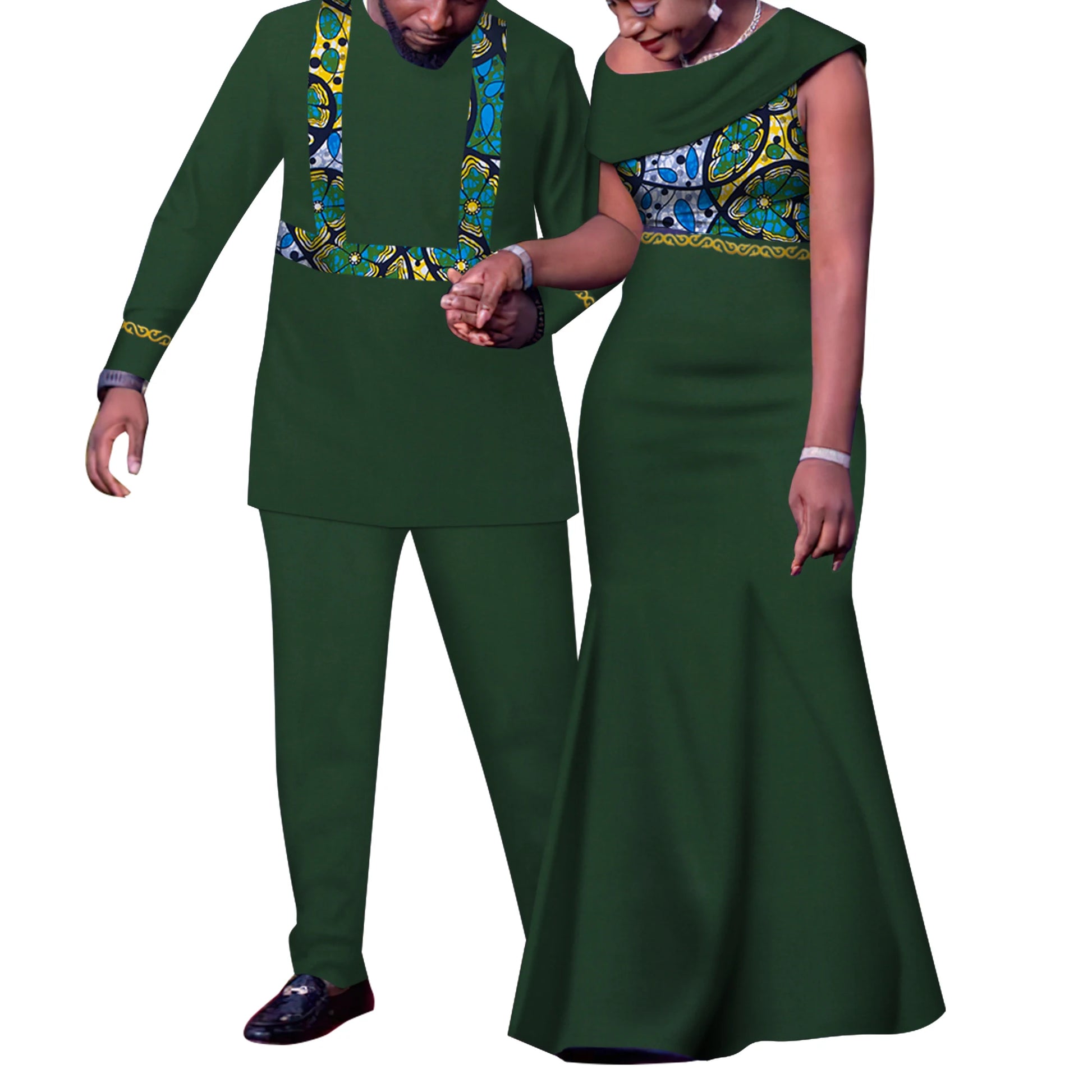 African Couple Outfits Match Sets Dashiki African Mens suit and Dresses for Women Party Couple Clothing WYQ905