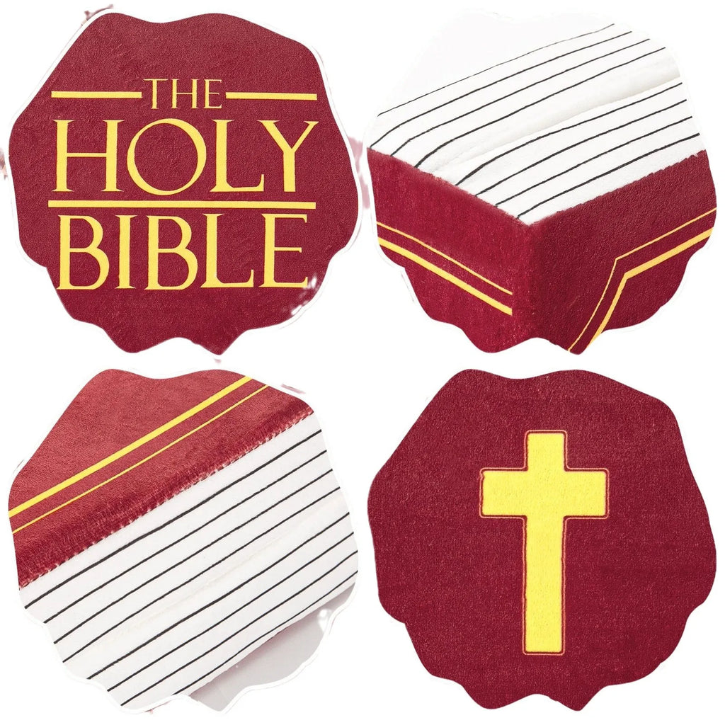 Holy Bible Pillow Book Plush Soft Plushies Opens Bible Corinthians 13 Gifts Toys Christian Gifts for Kid Room Decoration