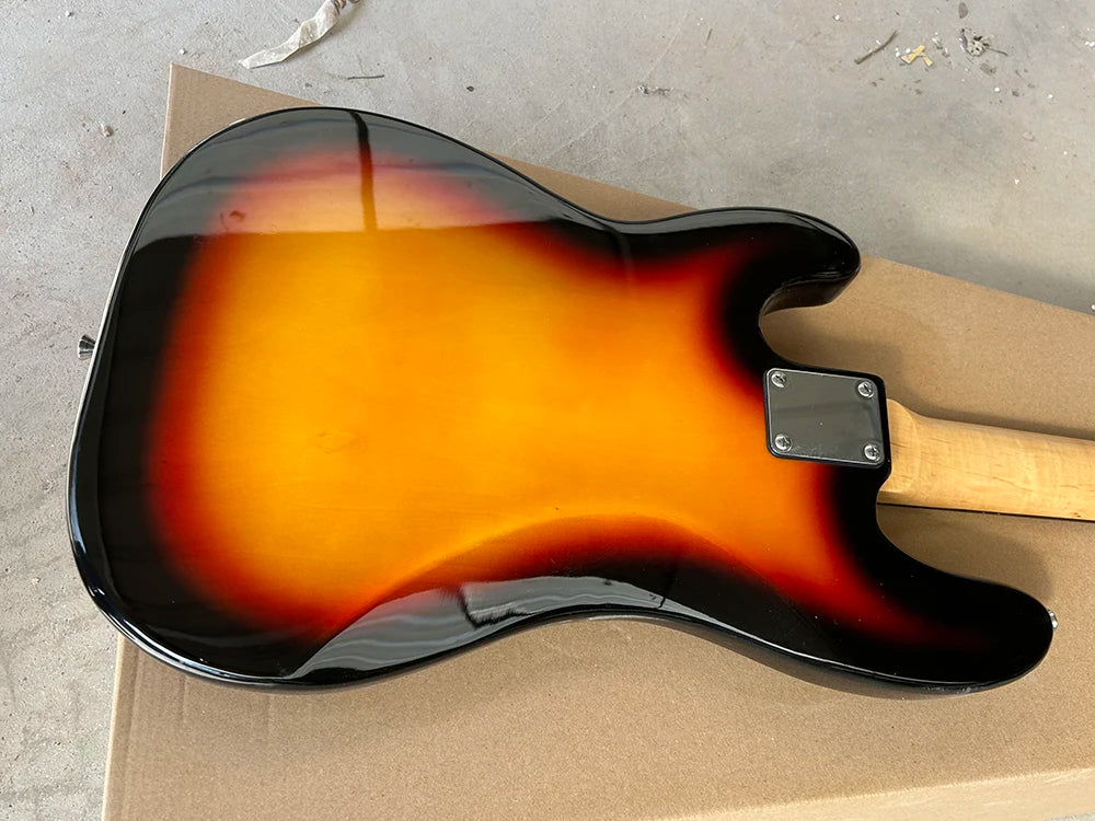 High Quality Tobacco Sunburst 4 And 5 Strings Electric Bass Guitar Fretless Rosewood Fretboard Red Pickguard Customizable