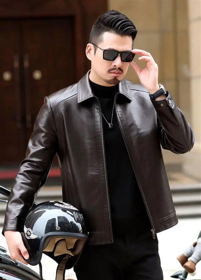 Men's Leather Jacket Man Real Leather Coat Male Leather Clothing Fashion Leather Jacket Genuine Leather Motorcycle Jacket