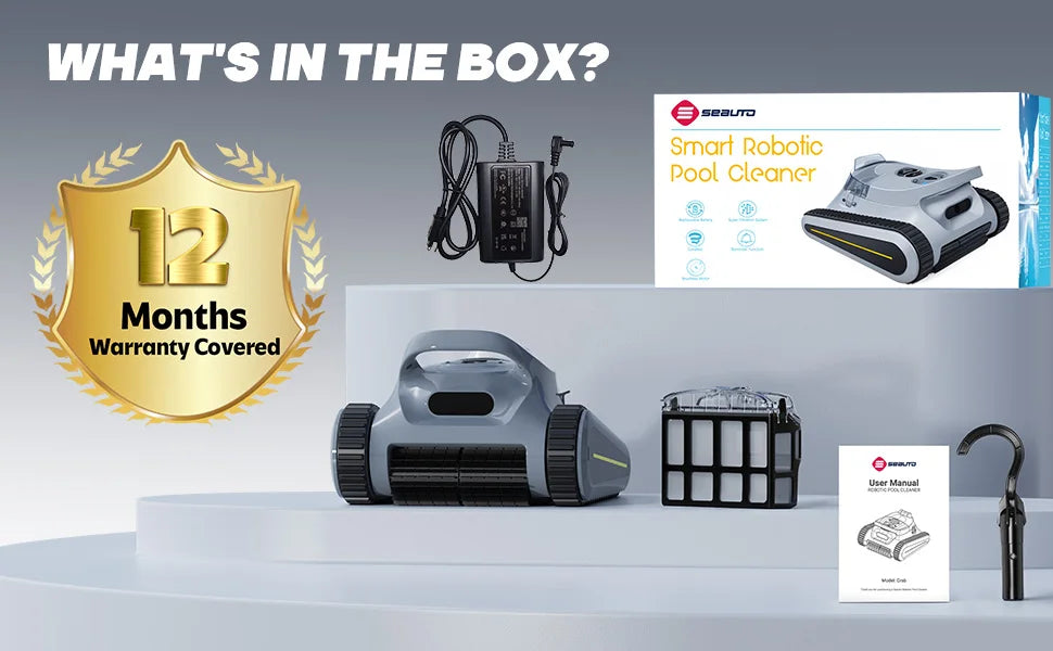 (2025 New) Seauto Crab Pro Cordless Robotic Cleaner, for Inground Pools up to 2000 Sq.ft, all and Waterline Cleaning Vacuum