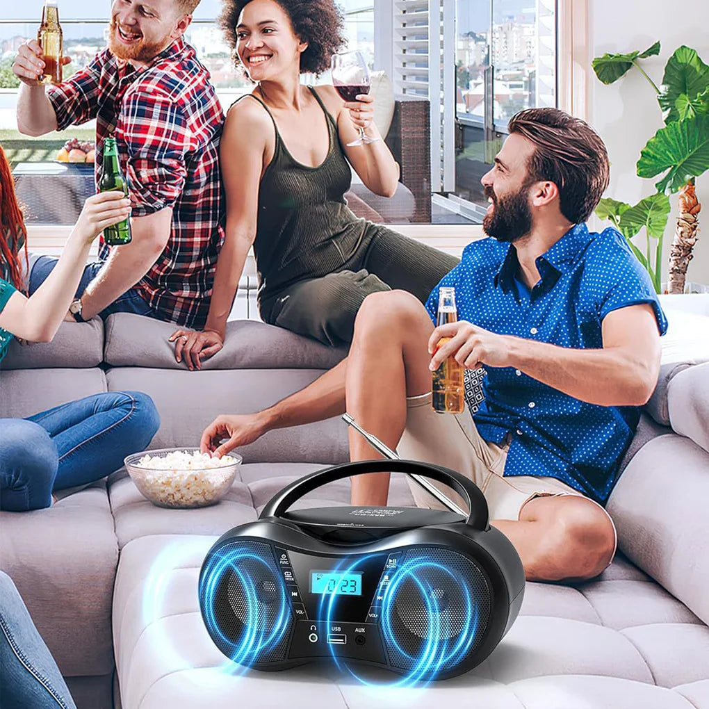 Portable CD Player Bluetooth Boombox CD Player AM/FM Radio Stereo Player, Compatible For CD/CD-R/RW Radio For Home