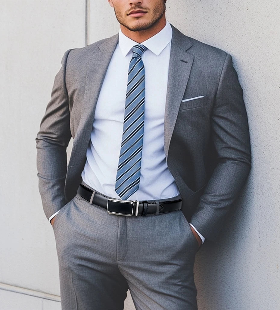 Maikun Leather Ratchet Belt For Men Click Leather Belt Adjustable Buckle Trim To Fit Black Brown