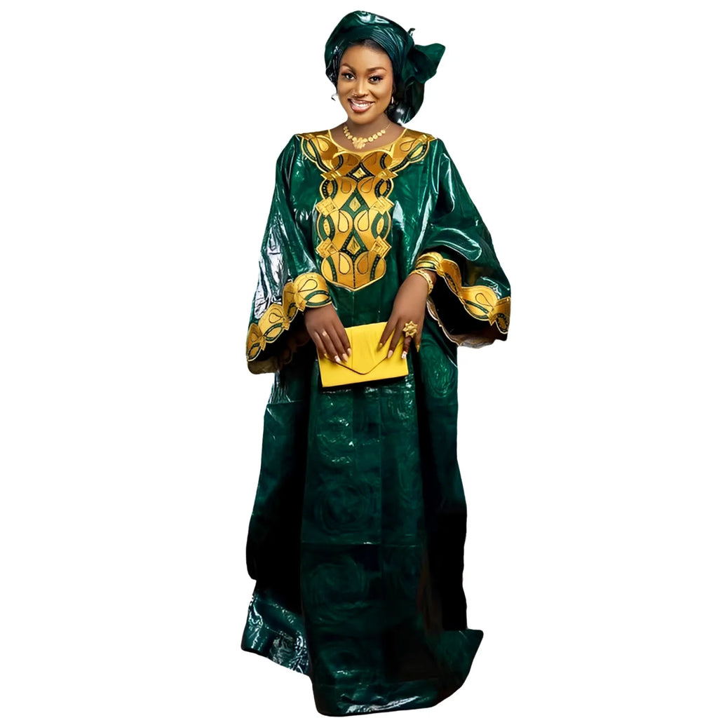 African Dresses For Woman Bazin Riche Embroidery Design Long Dress