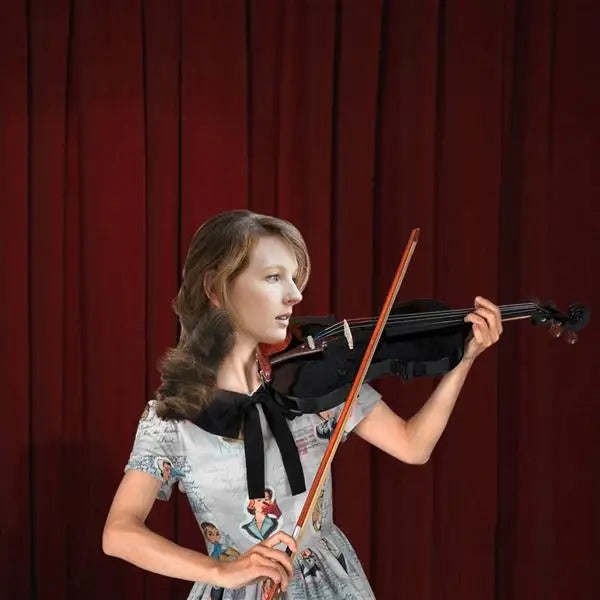 Full Size Matte Black 4/4 Spruce Panel Wooden Violin Set with Case Bow Rosin  4 Strings Shoulder Rest Turner Cleaning Cloth