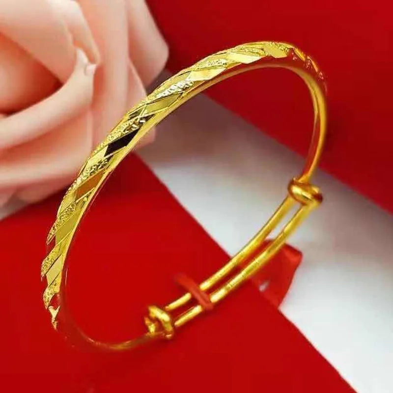 24k Gold 9999 Round Star Bracelet Gold Push-pull Star Imitation Gold Bracelet Hand Decoration Fine Jewelry Bangles