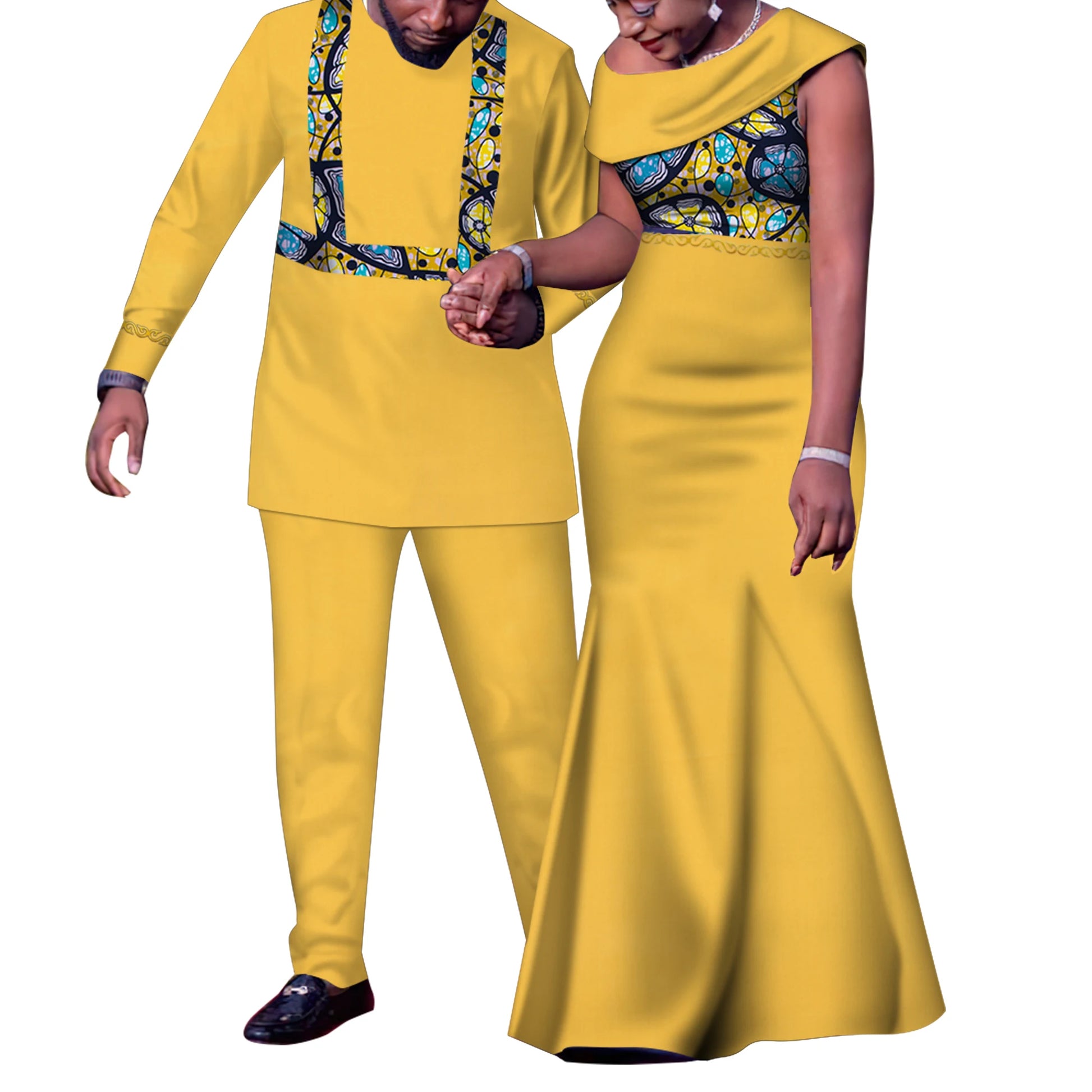 African Couple Outfits Match Sets Dashiki African Mens suit and Dresses for Women Party Couple Clothing WYQ905