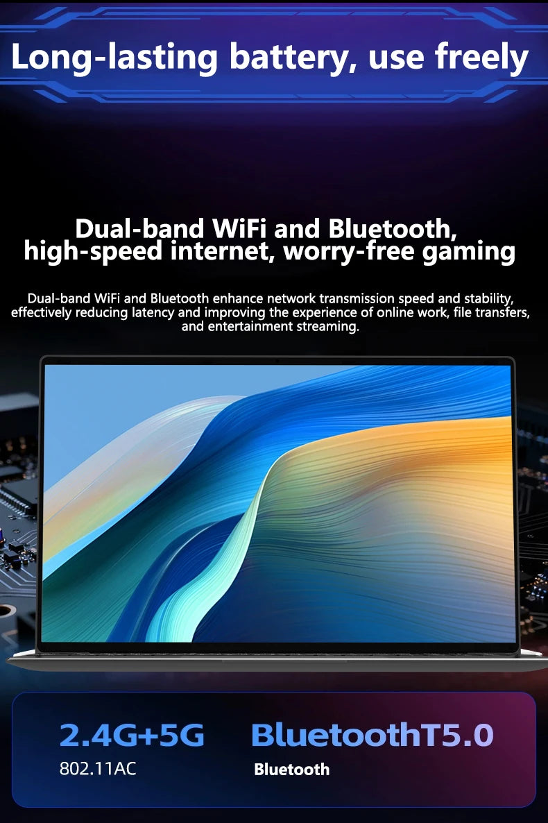 LENO 14.1"Ultra Slim Laptop Windows11 16GB 2TB SSD Gamer Notebook Intel 4405U 1920*1080 Display Office Study Gaming Computer PC