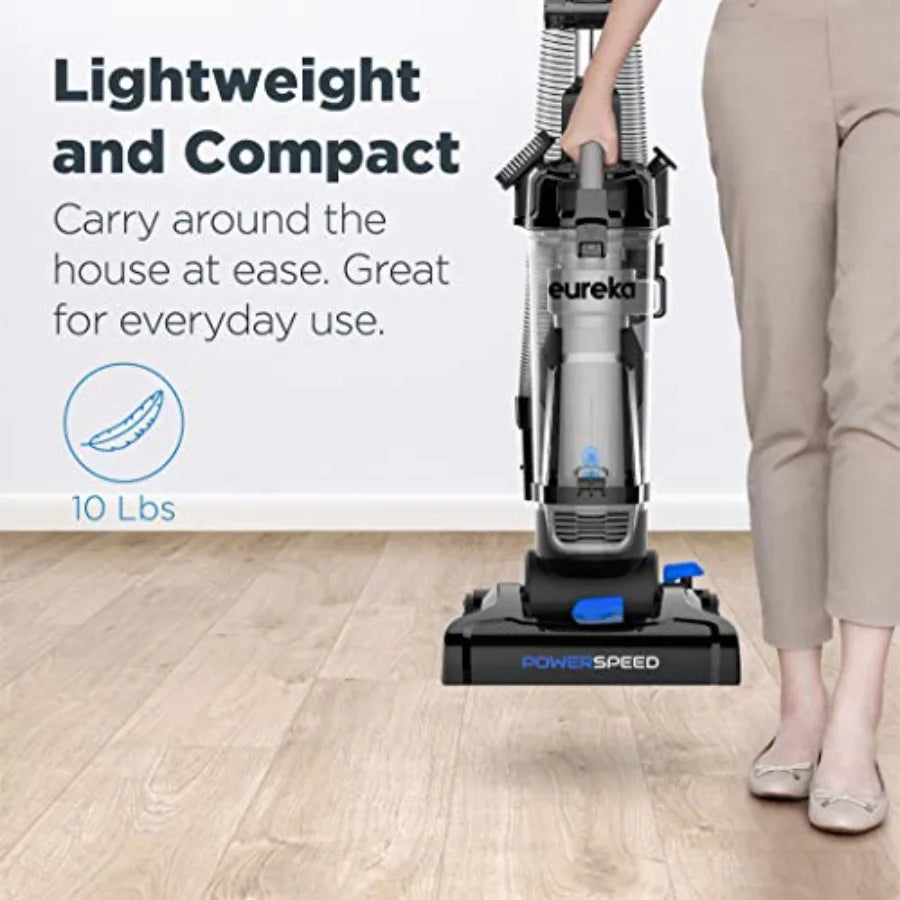 PowerSpeed Lightweight Upright Vacuum Cleaner for Carpet and Hard Floor, Blue Pet Hair Removal, Nylon ABS, Blue 2.6L Bagless Du