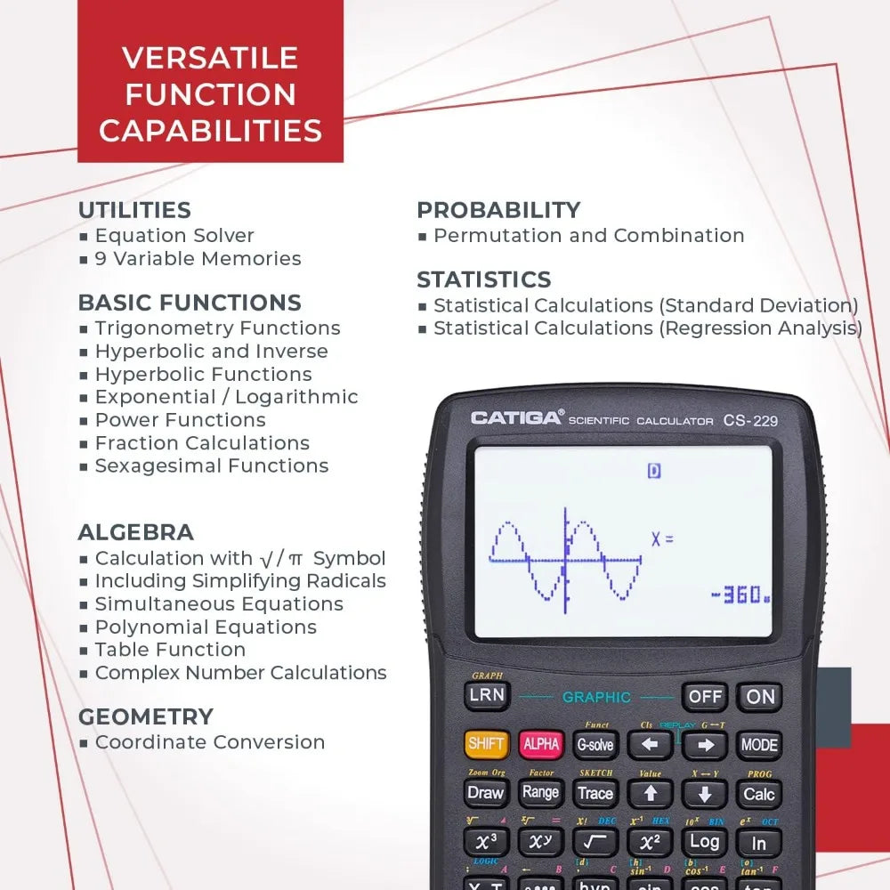Scientific Graphing Calculator with 280+ Functions, Multiple Modes for Algebra, Geometry, Trigonometry & Calculus Courses