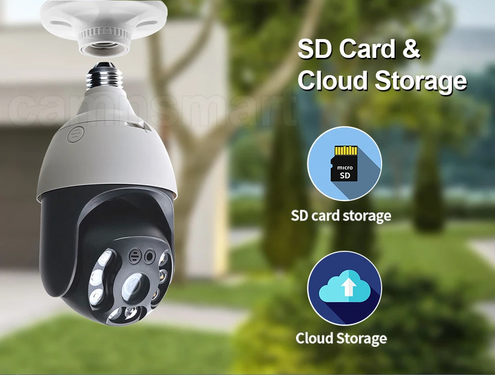 Ultra 6MP Outdoor Wireless WIFI Camera E27 Bulb Type for Smart Home Tuya APP IP66 Waterproof Auto Track Motion Detection