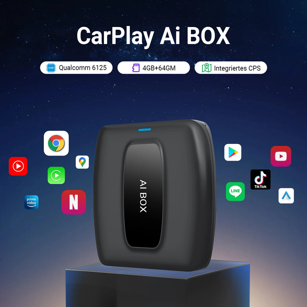 2025 CarPlay Ai Box Wireless Android Auto Car Play Adapter Smart Car TV Accessories for Net flix UtubeQualcomm Snapdragon 6125