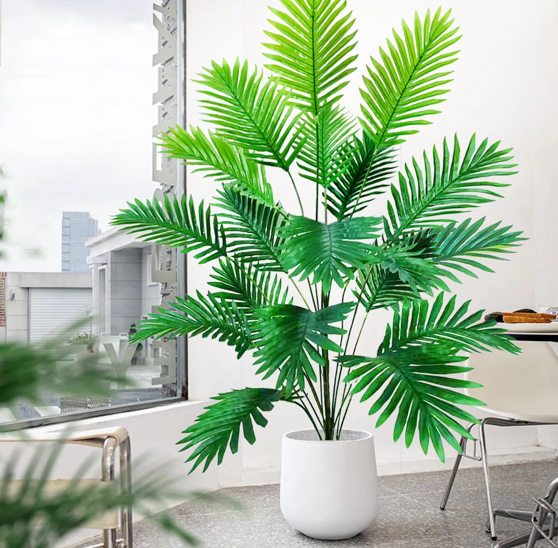 53-123cm  Artificial Palm Tree Tropical Fake Plant Green Plastic Palm Leaf Branches Suitable for Home Garden Decoration