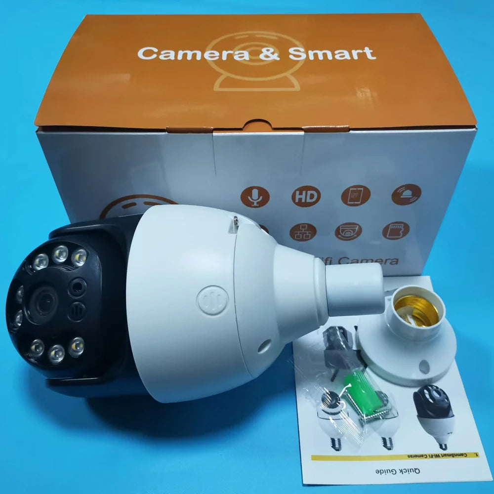 Ultra 6MP Outdoor Wireless WIFI Camera E27 Bulb Type for Smart Home Tuya APP IP66 Waterproof Auto Track Motion Detection