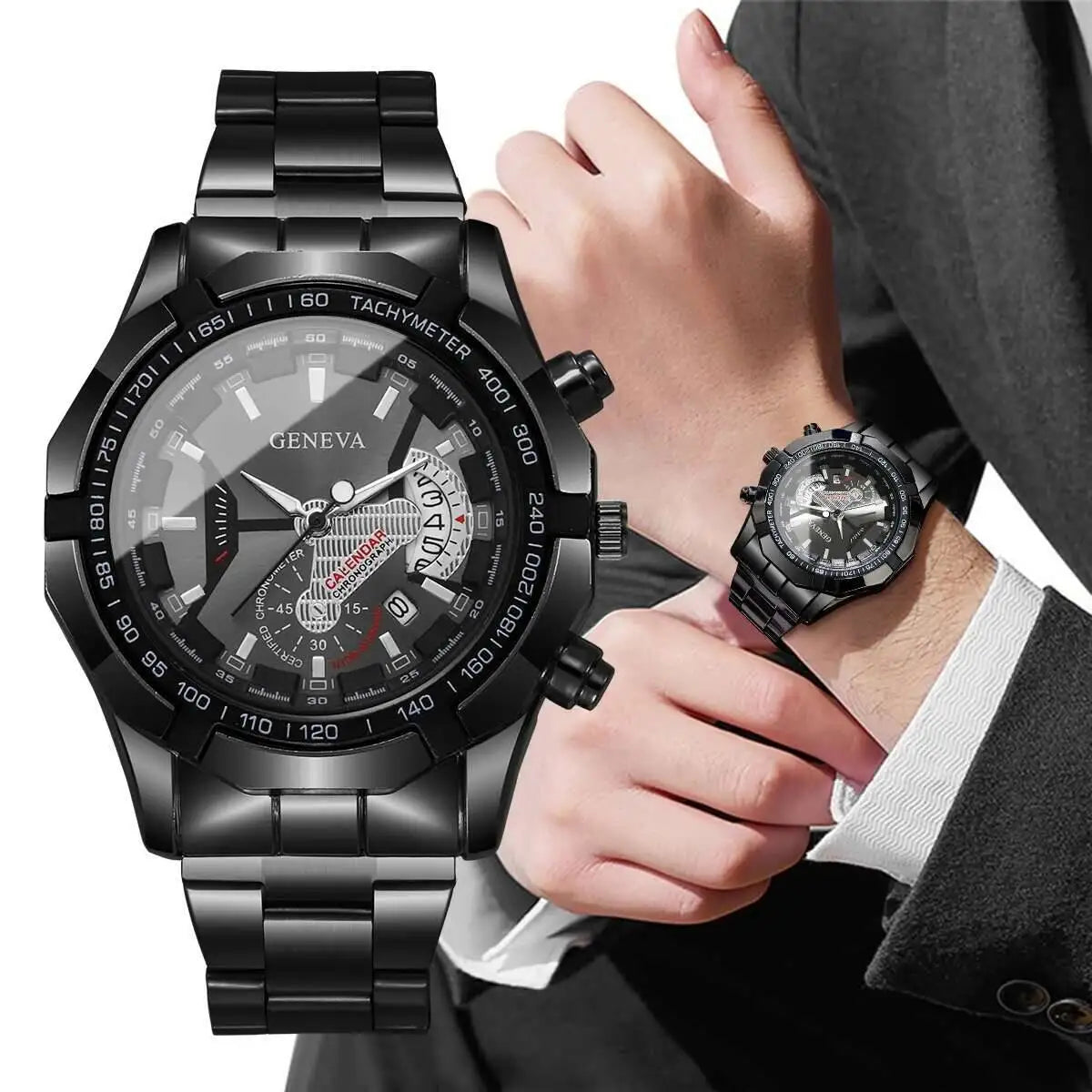 Luxury Men Business Watches Fashion Large Dial Calendar Quartz Watch Reloj Hombre（Without Box）