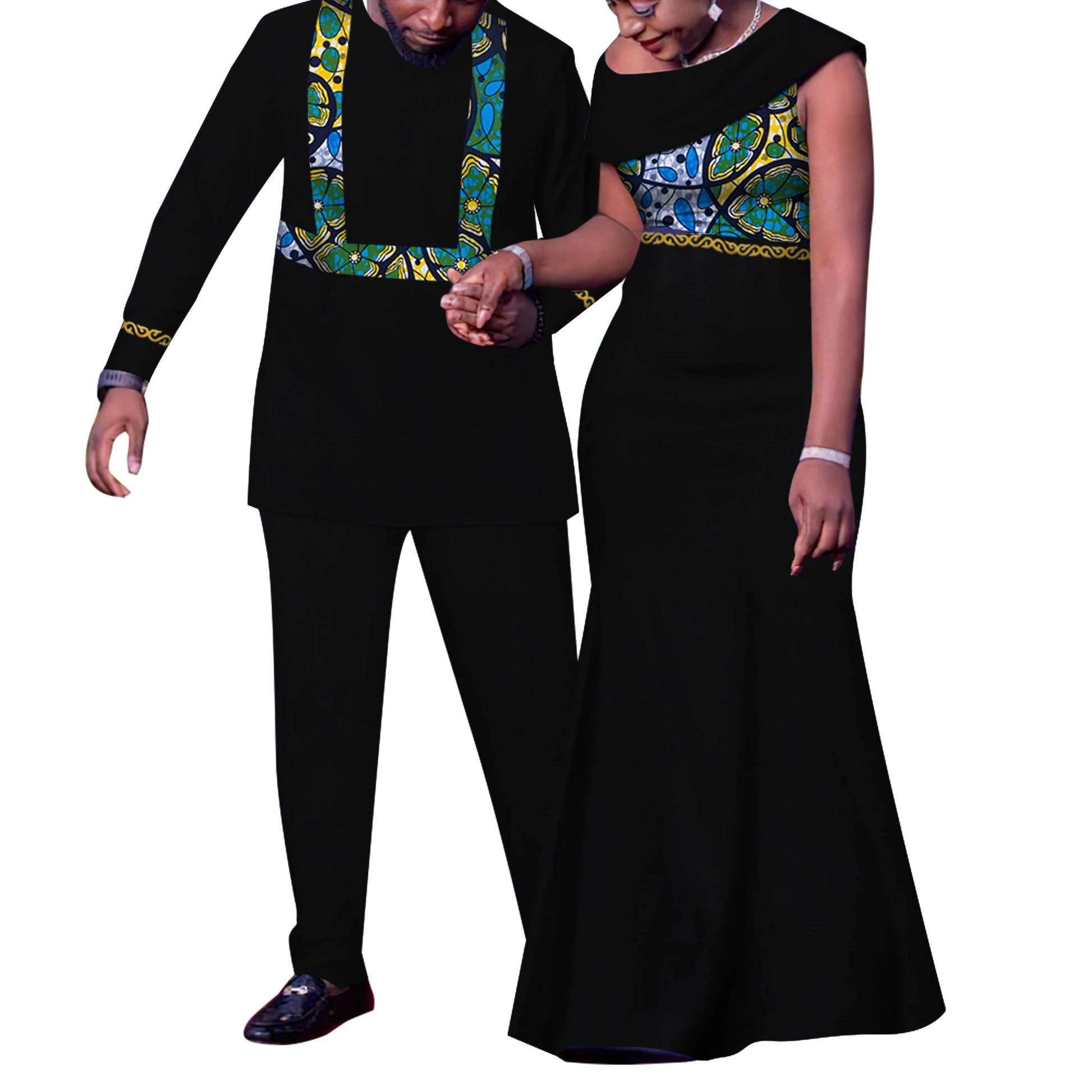 African Couple Outfits Match Sets Dashiki African Mens suit and Dresses for Women Party Couple Clothing WYQ905