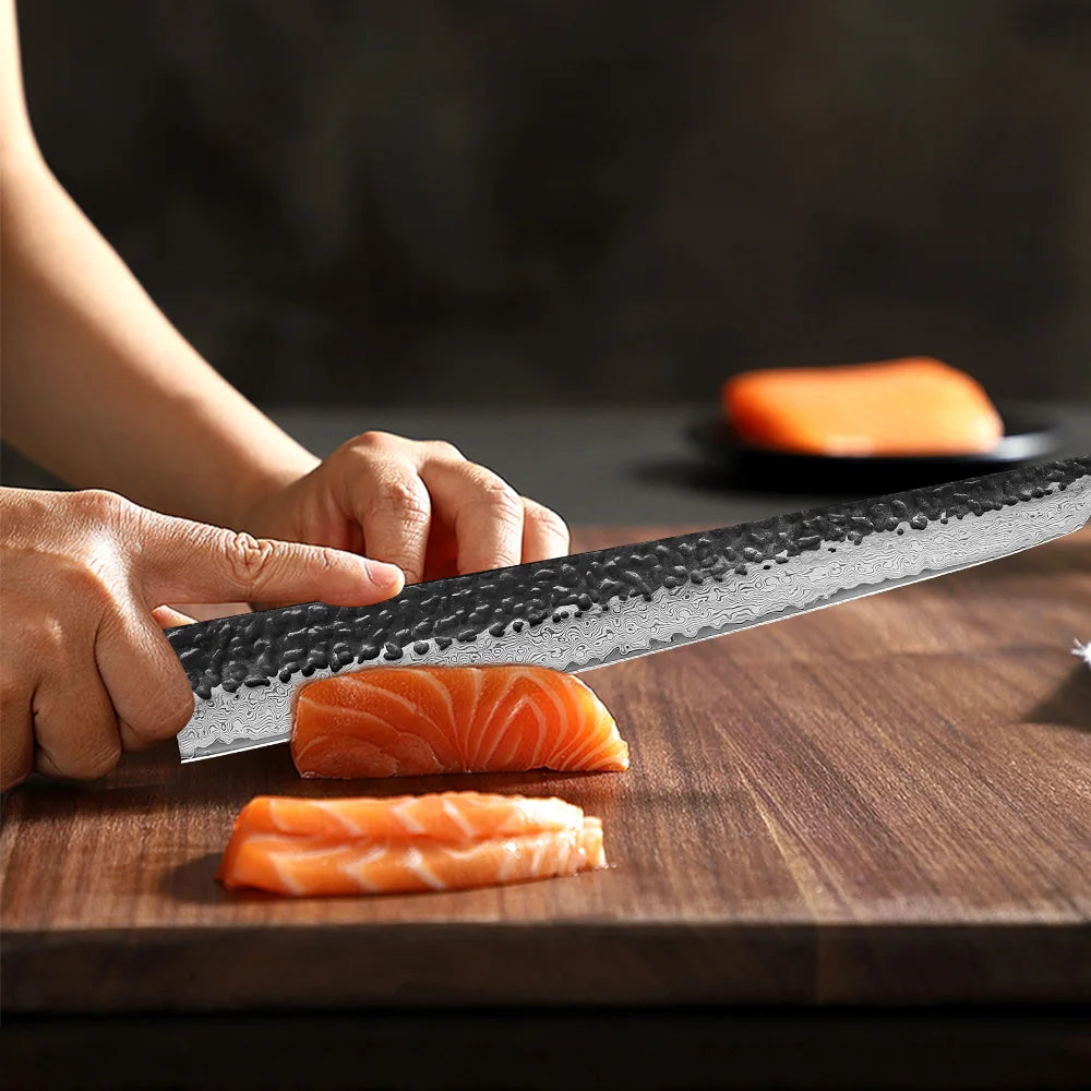 TURWHO 10.5 Inch Professional Sashimi Knife Japan 67 Layer Damascus Chef's Knife Super Sharp Cutting Sushi Salmon Kitchen Knives
