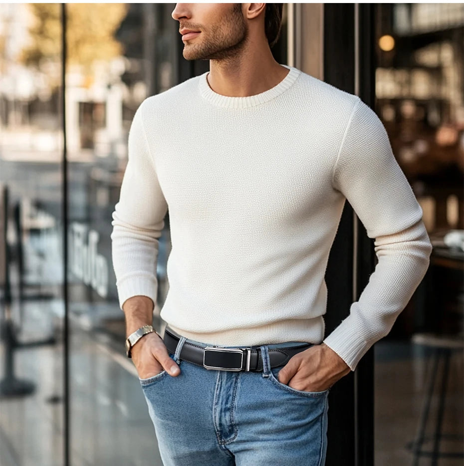 Maikun Leather Ratchet Belt For Men Click Leather Belt Adjustable Buckle Trim To Fit Black Brown