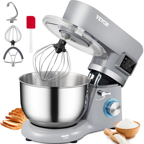1.8Qt Electric Ice Cream Maker, 6-Speed Stand Mixer with Timer, for Yogurt, Sorbet, Gelato, Grey