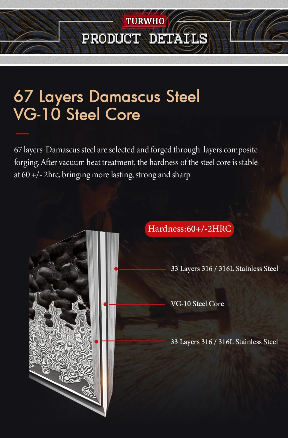 TURWHO 10.5 Inch Professional Sashimi Knife Japan 67 Layer Damascus Chef's Knife Super Sharp Cutting Sushi Salmon Kitchen Knives