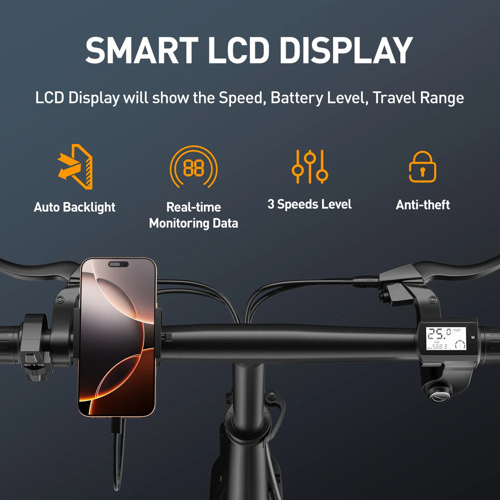 Electric Bike For Adults, Folding Electric Bike, 500W Peak Motor, Electric Bicycle With 14" Tire, 48V 20AH/15AH/10Ah Battery