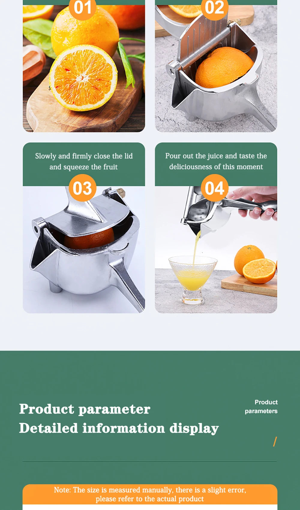 Manual Citrus Juicer Hand Orange Squeezer Lemon Fruit Juicer Press Machine Potato Masher and Ricer Manual Juicer