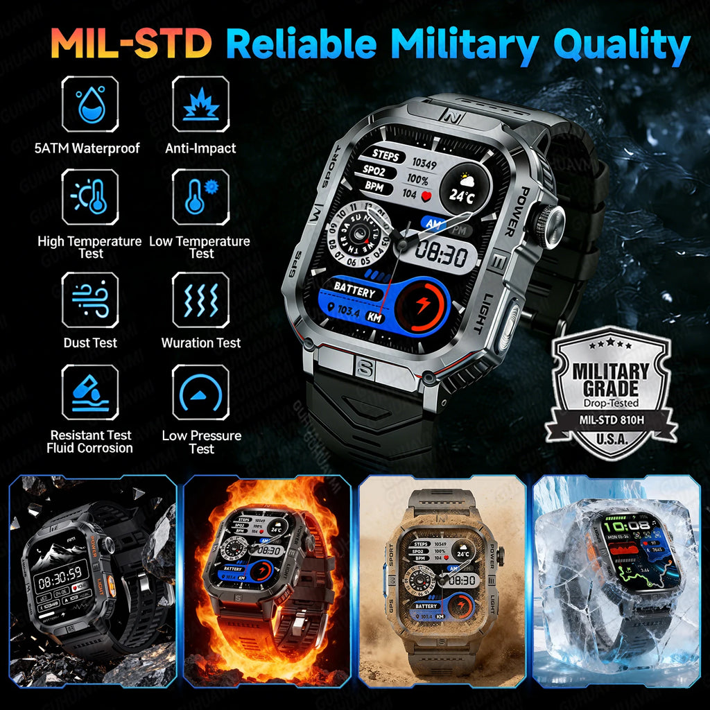 2026New GPS Outdoor Smart Watch Men Women Compass Altimeter Barometer Waterproof Bluetooth Call Sports Smartwatch 540mAh Battery