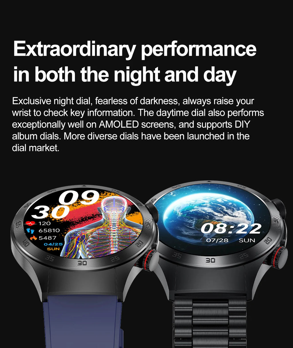 2026New Precise Laser Therapy Bracelet Health ECG+PPG Smart Watch Blood Pressure Blood Lipid Uric Acid BT HD Call SmartWatch Men