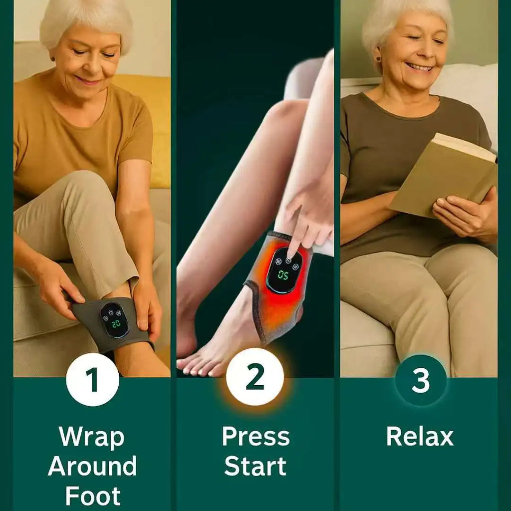 Emeka 3-in-1 Electric Ankle Massager 5 Level Heating Vibration for Eliminate Foot Pain Swelling &Poor Circulation Brace Massager