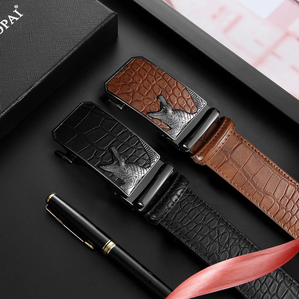 Men's PU Leather Belt Fashion Automatic Buckle Belt for Popular Business High Quality Male Belt