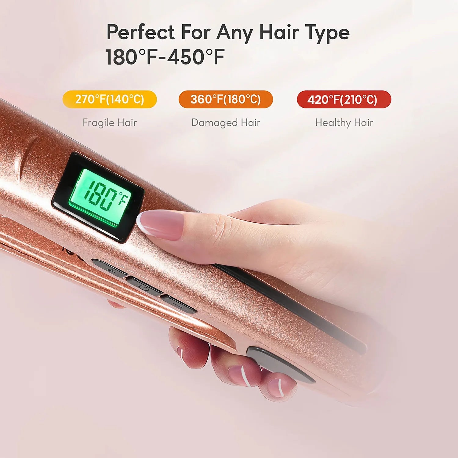 KIPOZI Perfect For Any Hair Type Titanium Flat Iron Hair Straightener with Digital LCD Display Dual Voltage Instant Heating Iron