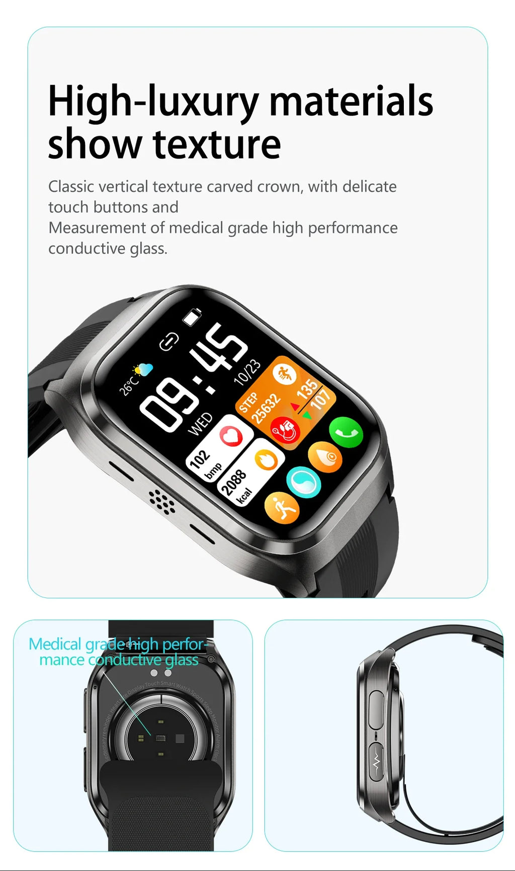 New ECG+PPG Nursing Grade Air Bag Smart Watch Men's Blood Fat Blood Pressure Voice Broadcast Health Smart Bracelet For Woman NFC