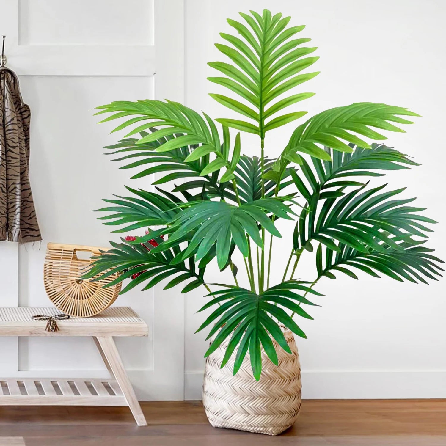 53-123cm  Artificial Palm Tree Tropical Fake Plant Green Plastic Palm Leaf Branches Suitable for Home Garden Decoration