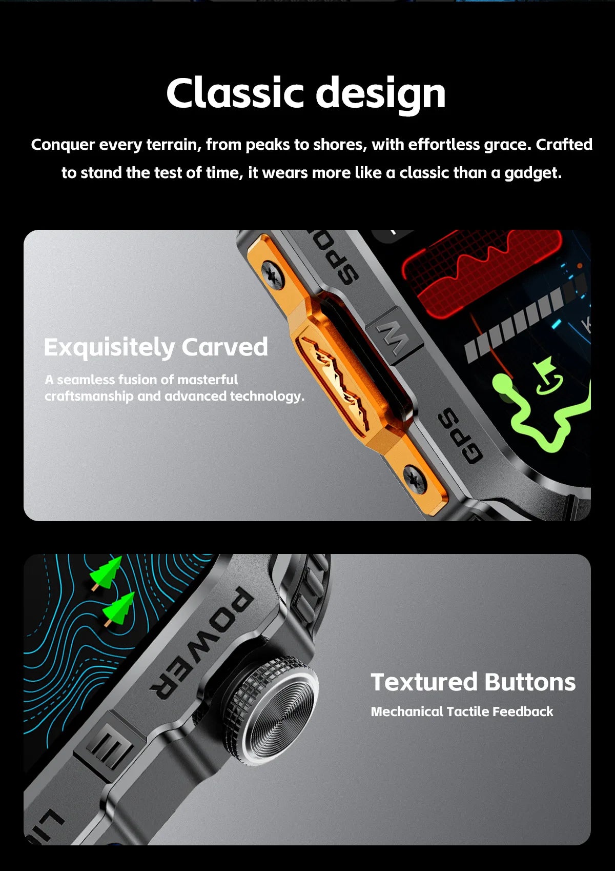 2026New GPS Outdoor Smart Watch Men Women Compass Altimeter Barometer Waterproof Bluetooth Call Sports Smartwatch 540mAh Battery