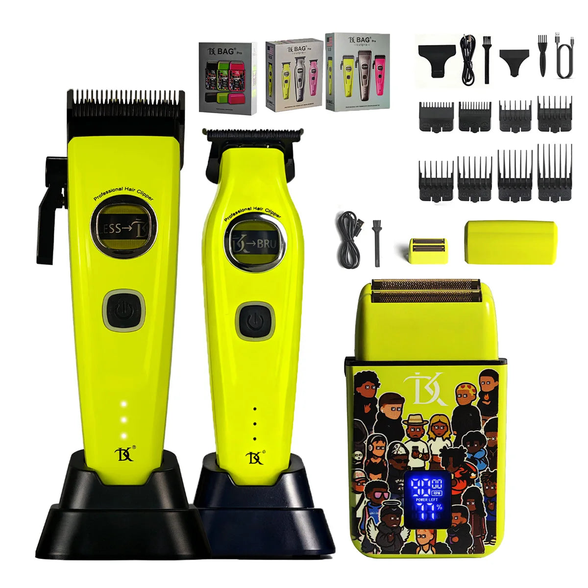 WMARK NG-8613KIT BRDCLIP Barber Set Professional Men's Hair Clipper Trimmer Set DLC Blade Electric Machine Barber Charging Base