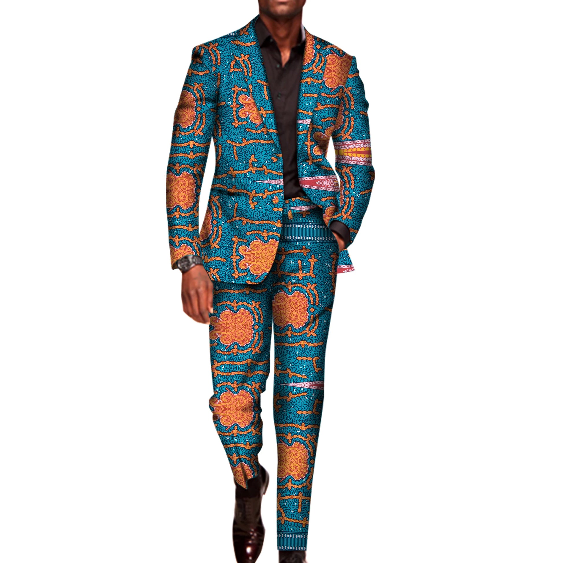 2 Pieces Set for Men Traditional Africa Clothing Pants Suits Men Party Long Sleeve Blazer Suits Plus Size African Outfits WYN602