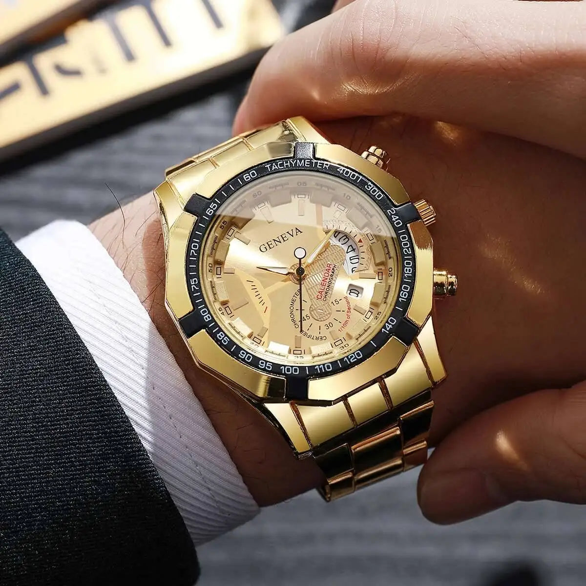 Luxury Men Business Watches Fashion Large Dial Calendar Quartz Watch Reloj Hombre（Without Box）