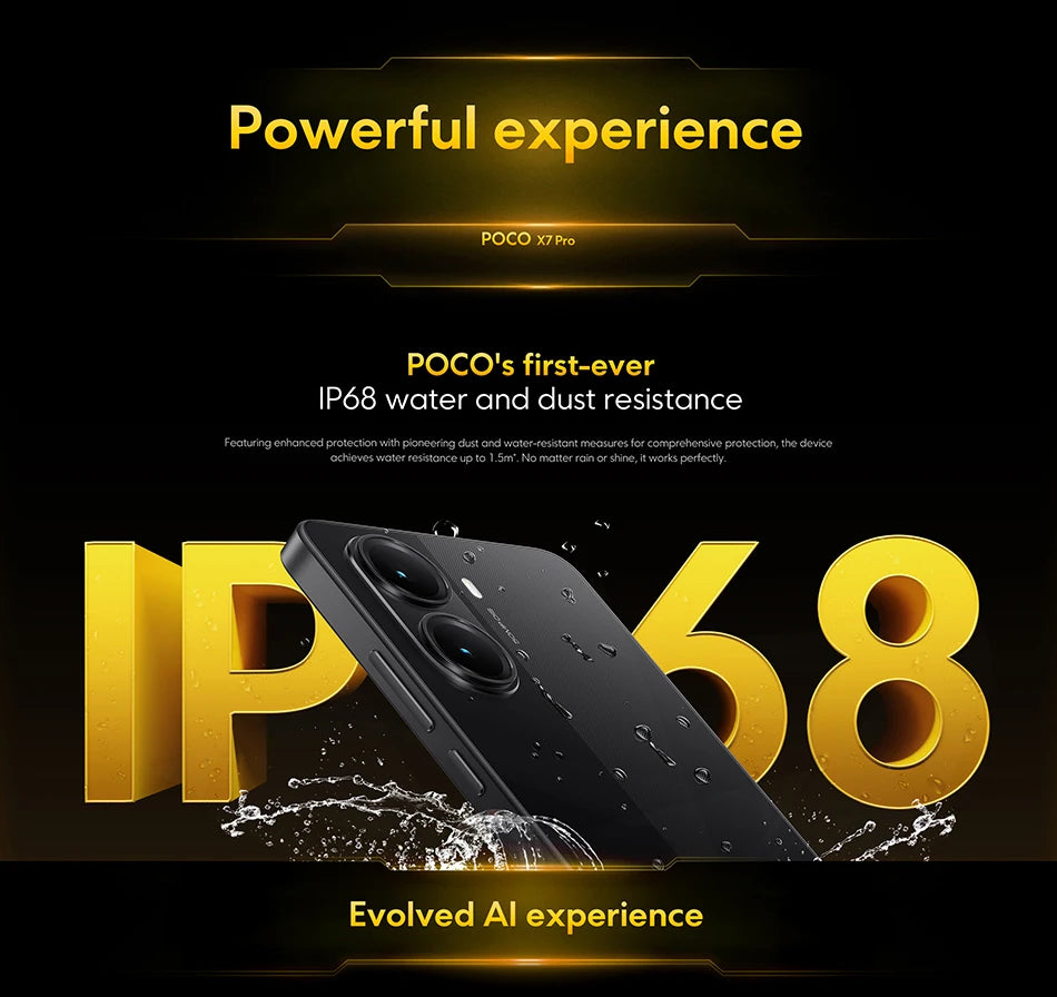 POCO X7 Pro Global Version Mobile Phone 6000mAh Battery 90W HyperCharge Dimensity 8400-Ultra 120Hz 1.5K display IP68 NFC