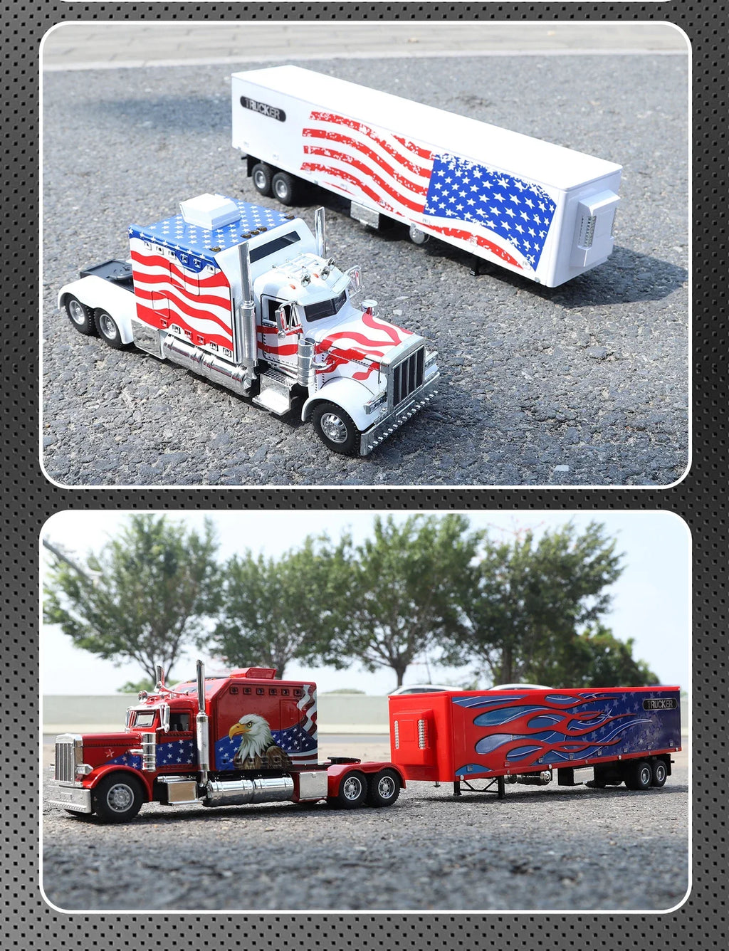 1:24 389 Platform Trailer Container Transport Tow Truck Toy Car For Diecast Vehicle Model Collection Gift Boy