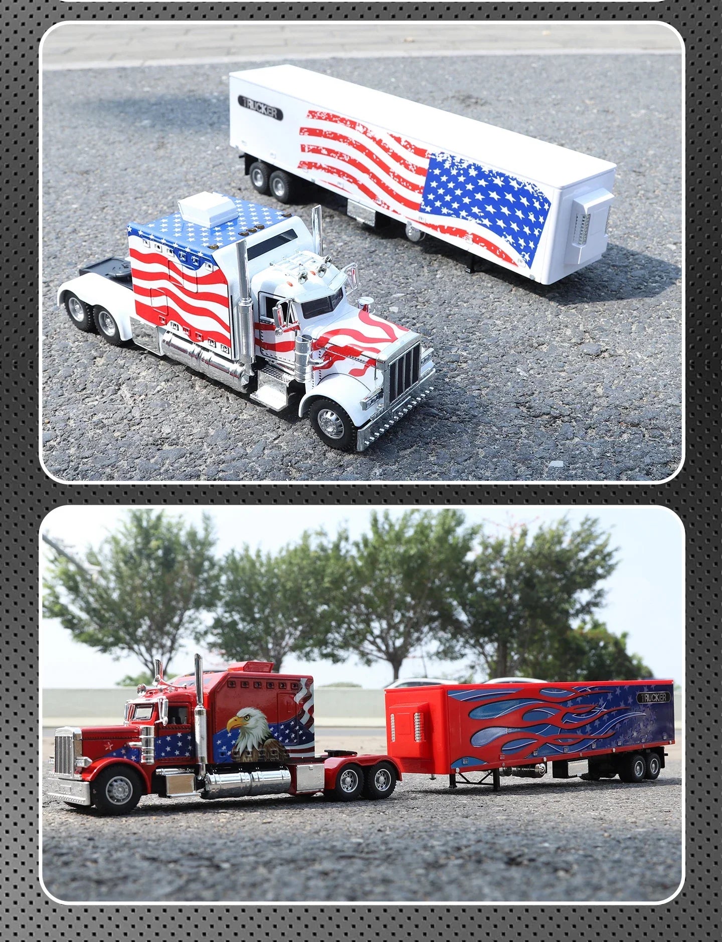 1:24 389 Platform Trailer Container Transport Tow Truck Toy Car For Diecast Vehicle Model Collection Gift Boy