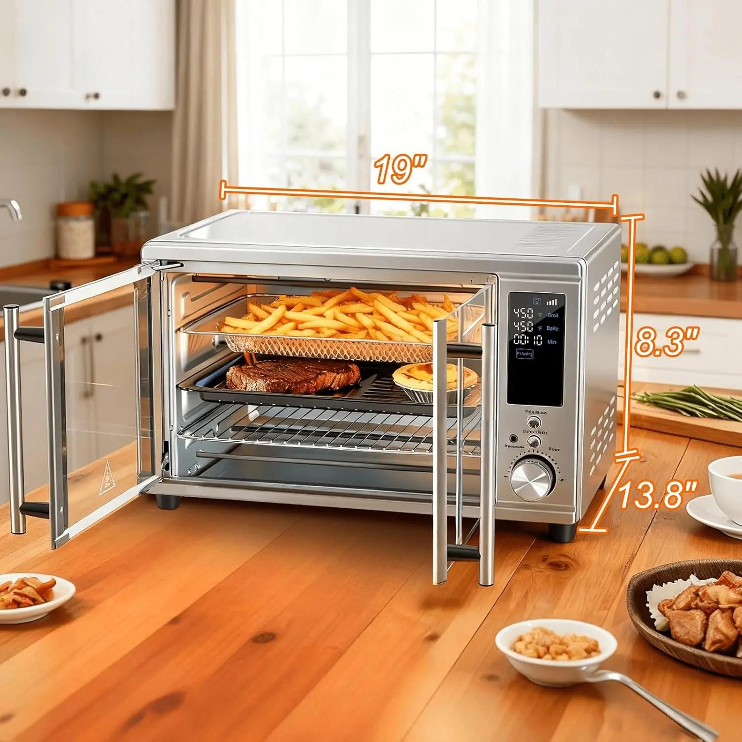 Air Fryer Toaster Oven Combo Dual Door, 29.6QT Oven Countertop 12 Functions in 1