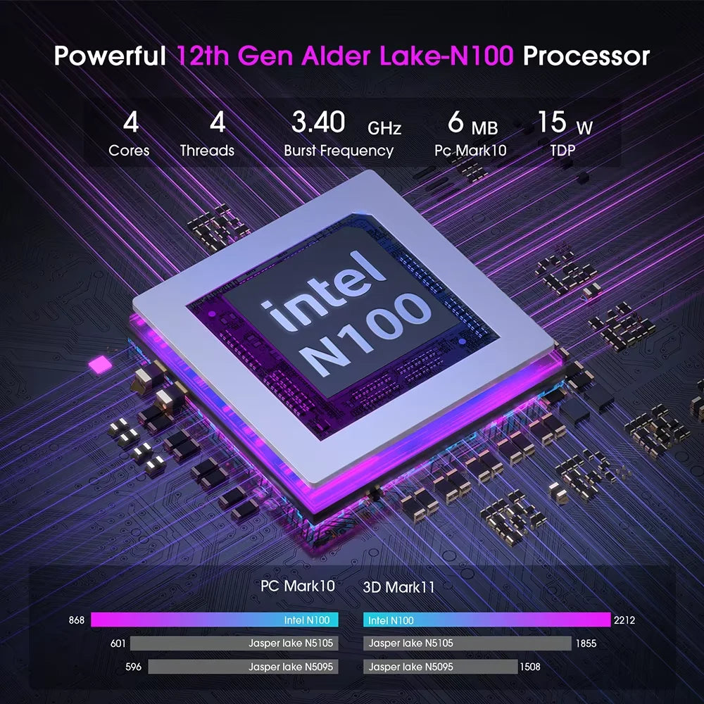 Intel Alder Lake-N150 Gaming Mini Pc with LCD Screen16GB DDR4 512GB M.2 SSD Vertical Mini Computer mini PC for Home Office