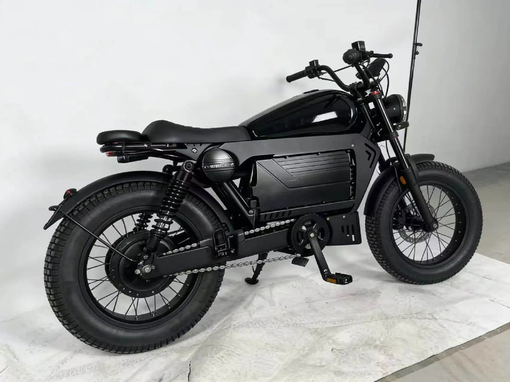 Black Warrior 3000W Motorbikes 60V45AH PC material tool kit with password lock Ebike 20 inch Off-road Fat Tyre Electric Bike