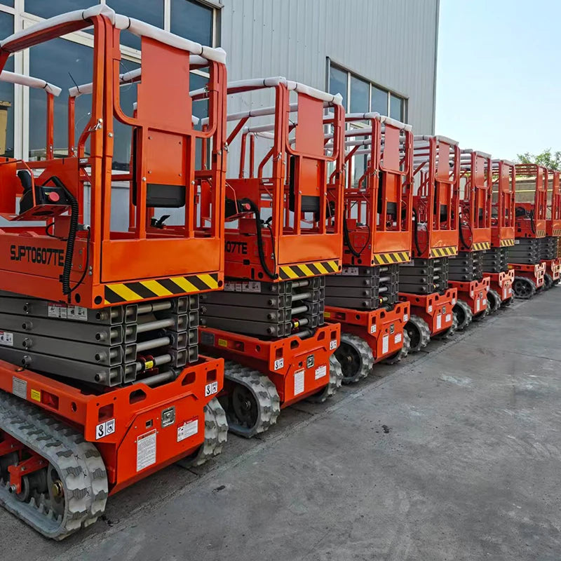 CATHAY Four Drive Crawler Scissor Platform 100kg Load 12m Electric Wear Resistant Lift for Renovation Rough Ground Work Model
