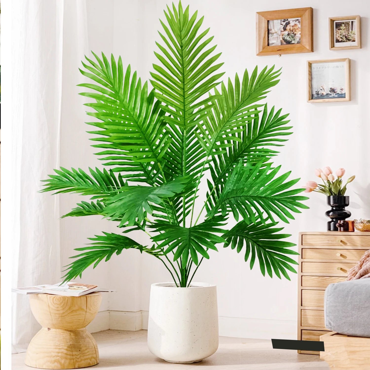 53-123cm  Artificial Palm Tree Tropical Fake Plant Green Plastic Palm Leaf Branches Suitable for Home Garden Decoration