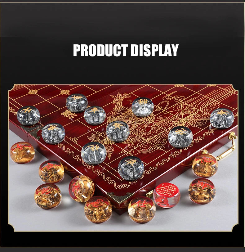 Chinese Chess Set Luxury Table Board Games Artificial Crystal Engraving Chess Family Party Children Adult Collect Birthday Gift