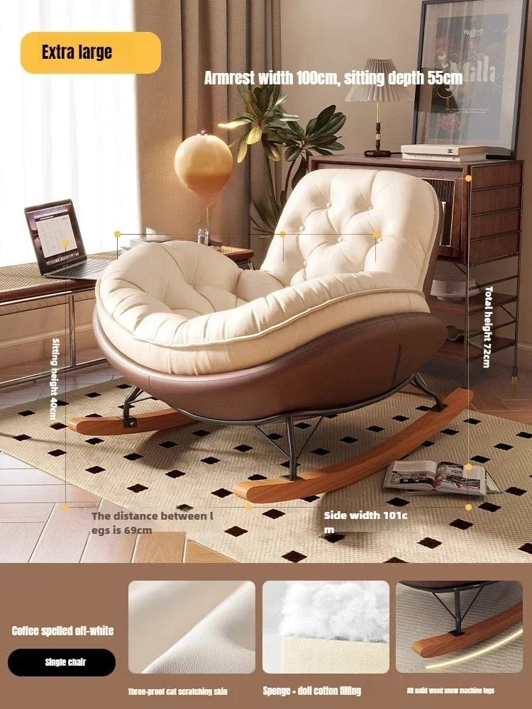 Lazy Sofa Rocking Chair Bedroom Lounge Chair Carefree Adult Living Room Single Balcony Leisure Rocking Chair Recliner Chairs