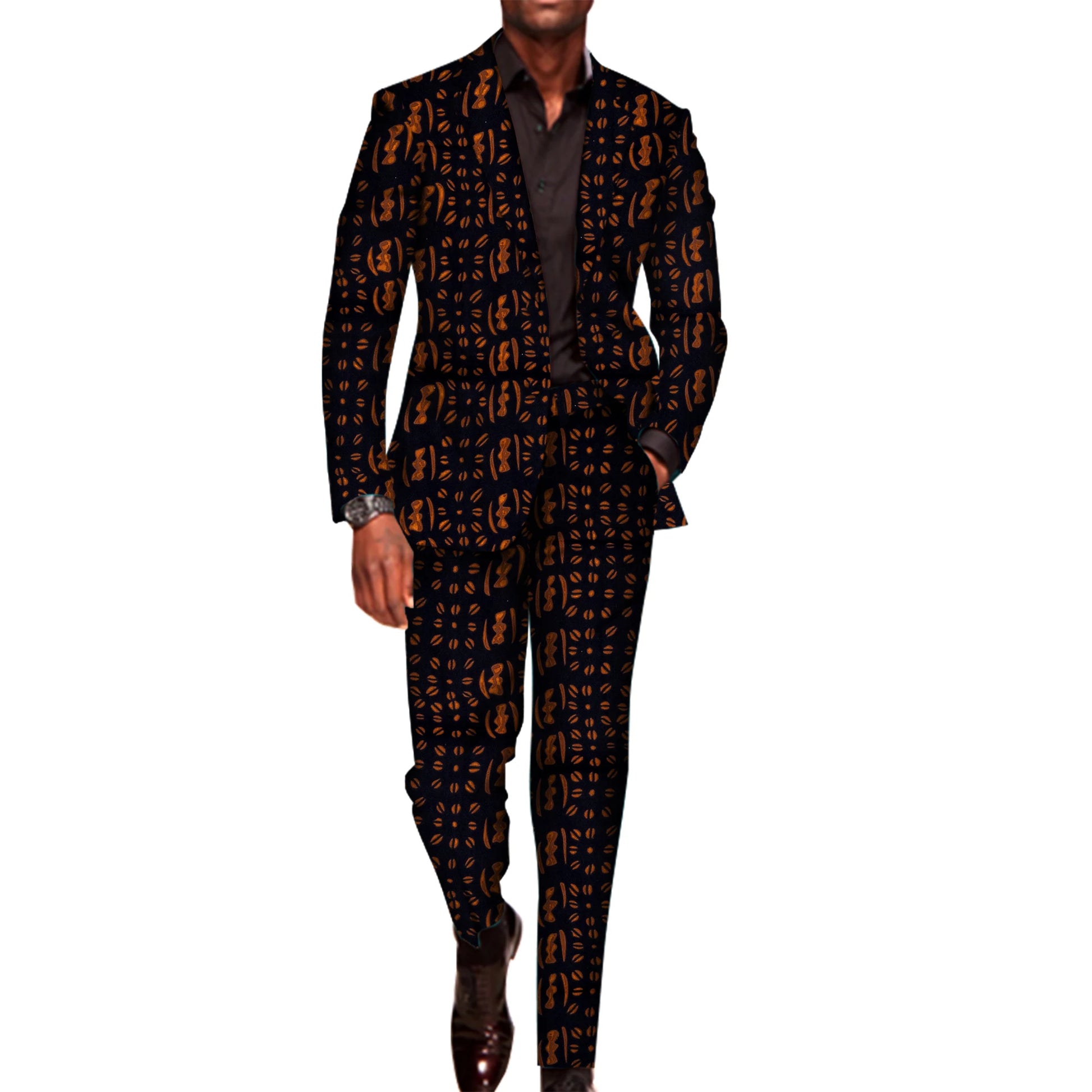 2 Pieces Set for Men Traditional Africa Clothing Pants Suits Men Party Long Sleeve Blazer Suits Plus Size African Outfits WYN602