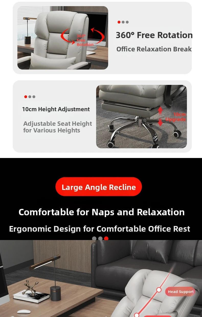 Leather Office Chairs Modern Mobile Ergonomic Computer Playseat Cushion Accent Chair Swivel Chaises De Bureau Luxury Furniture