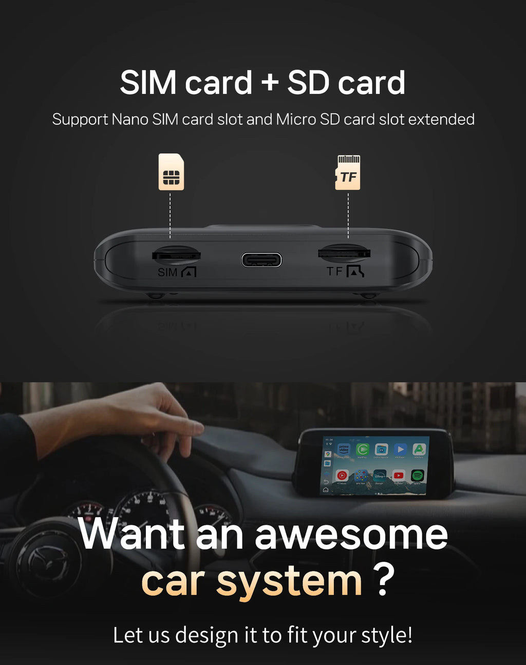 New CarPlay Ai Box for Youtube Netflix Spotify Wireless Adapter for Car Play Android Auto Navigation Music Car Accessories